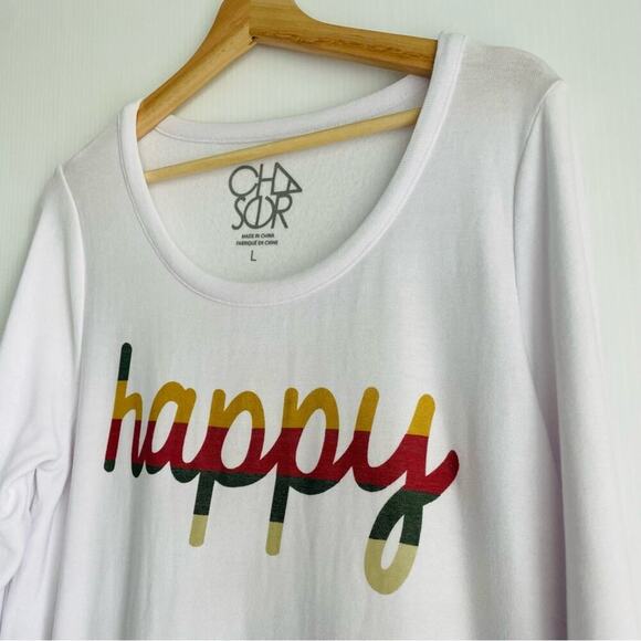 Chaser Happy cozy long sleeve shirt white size large pullover - Picture 4 of 8